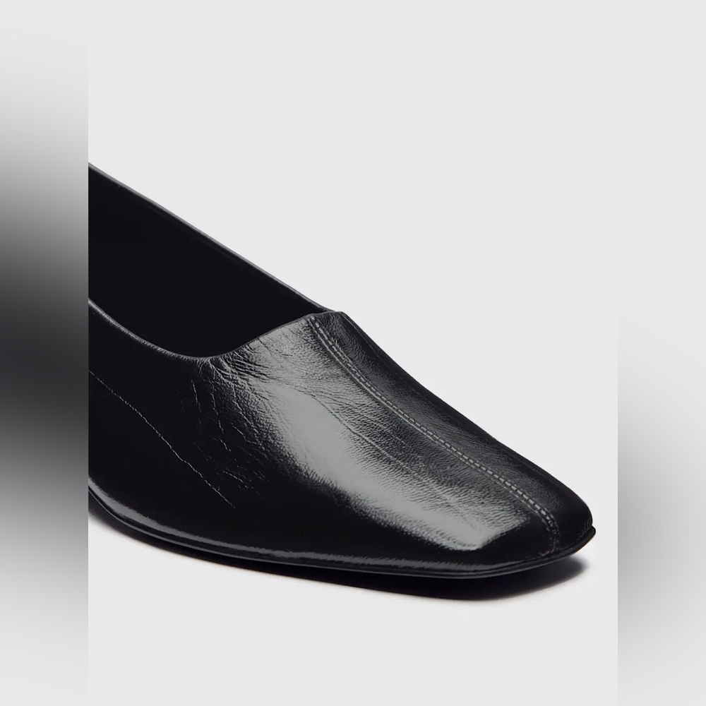 NEW Reformation Inez Black Leather Block Heel Pump 35mm Heel, sz 7.5 - Picture 13 of 13